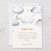 Schattige Ivoor Moon Stars Twinkle Boy Baby shower Bedankkaart (Voorkant)