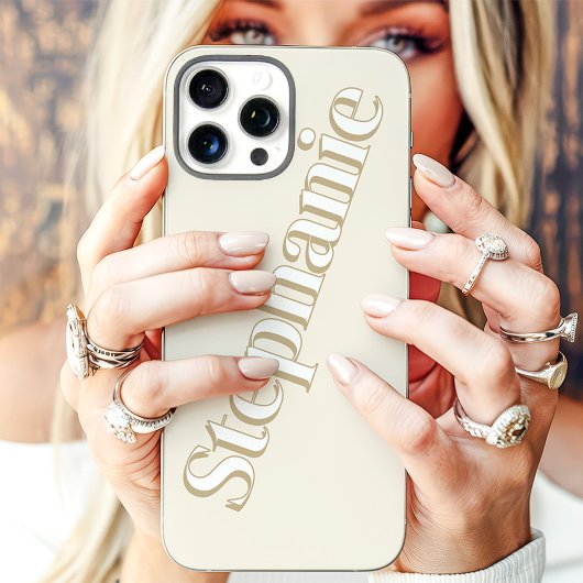 Schattige Ivoren Minimalistische Aangepaste Naam Case-Mate iPhone Case