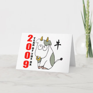 Schattige jaar van het Ox T-shirt Feestdagen Kaart