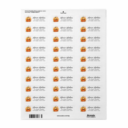 Schattige Jack o lantaarn Halloween retouradres Etiket (Full Sheet)