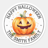 Schattige Jack-o-lantern Fijne Halloween Ronde Sticker (Voorkant)