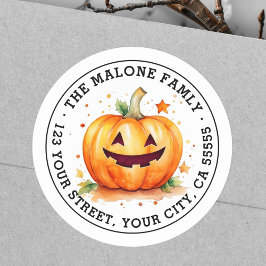 Schattige Jack-o-lantern Halloween retouradres Ronde Sticker
