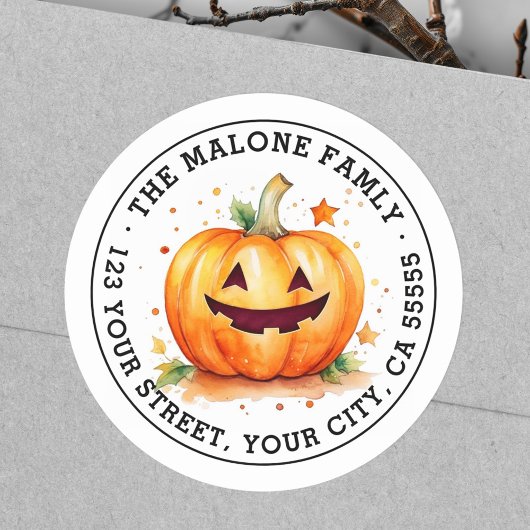 Schattige Jack-o-lantern Halloween retouradres Ronde Sticker