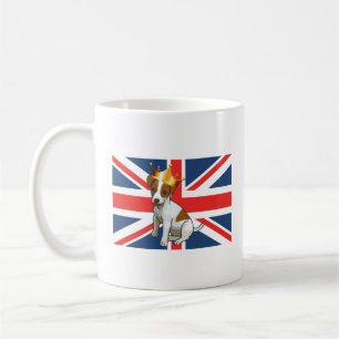 Schattige Jack Russell met een kroon en Union Jack Koffiemok
