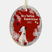 Schattige Jack Russell Nummer 2 kerstversiering Keramisch Ornament (Rechts)