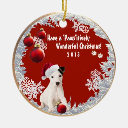 Schattige Jack Russell Nummer 2 kerstversiering Keramisch Ornament (Voorkant)