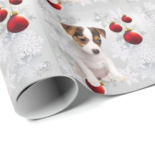 Schattige Jack Russell Puppy kerstcadeaus #2 Cadeaupapier (Rol Hoek)