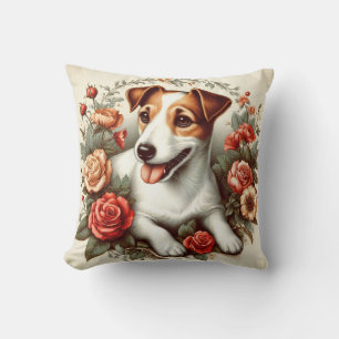Schattige Jack Russell Terrier Floral Kussen