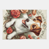 Schattige Jack Russell Terrier Floral Theedoek (Horizontaal)