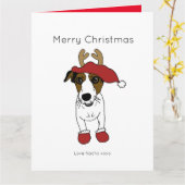 Schattige Jack Russell Terrier Hond Kerstman Santa Kaart (Gele Bloem)