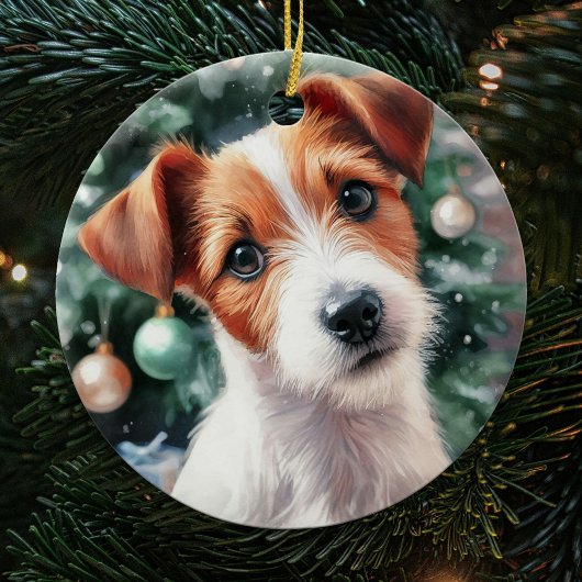 Schattige Jack Russell Terrier Waterverf Kerstmis Keramisch Ornament
