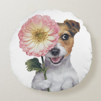 Schattige Jack Russell Waterverf Illustratie Rond Kussen