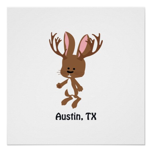Schattige Jackalope - Austin, Texas Poster (Voorkant)