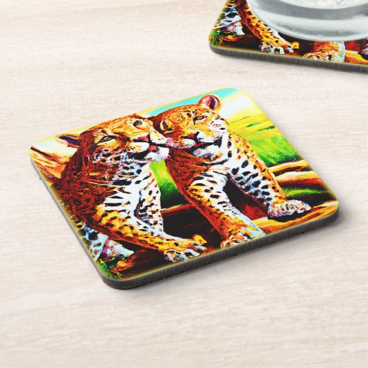 Schattige Jaguar Cubs in het Oerwoud. Bestel nu Bier Onderzetter (Linkerzijde)