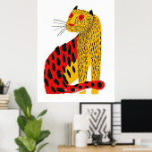 Schattige Jaguar Illustratie Poster - AR 34 Stijl (Thuiskantoor)
