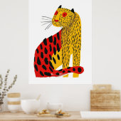 Schattige Jaguar Illustratie Poster - AR 34 Stijl (Keuken)