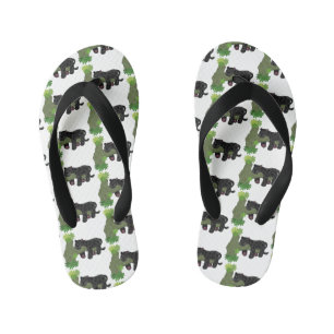 Schattige jaguar zwarte panter kat cartoon illustr kinder teenslippers