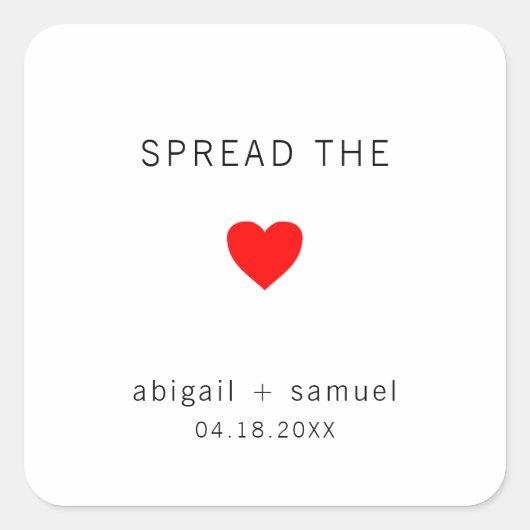 Schattige Jam Favor Rood Hart Modern Wedding Vierkante Sticker (Voorkant)