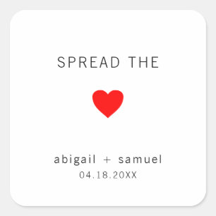 Schattige jam favoriet rode hart moderne trouwdag vierkante sticker