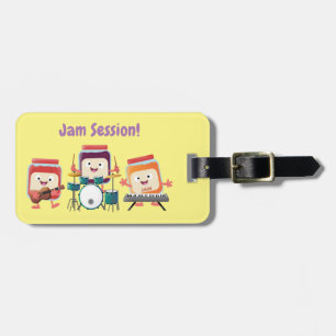 Schattige jamsessie cartoon muzikant humor bagagelabel