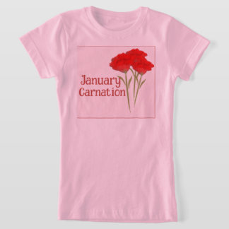 Schattige januari anjer bloem verjaardag kinderen t-shirt