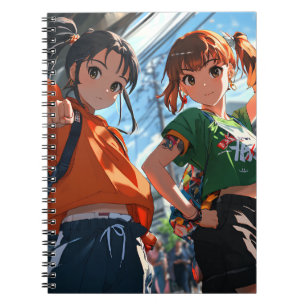 Schattige Japans Anime Girl Notitieboek Spiral