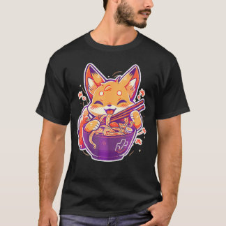 Schattige Japans anime kawaii vos eten ramen meisj T-shirt