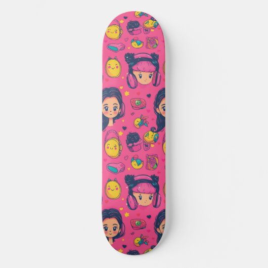 Schattige Japans Anime Pattern Skateboard (Voorkant)