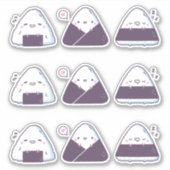 Schattige Japans eten Onigiri Rijstballen Grappig Sticker (Voorkant)