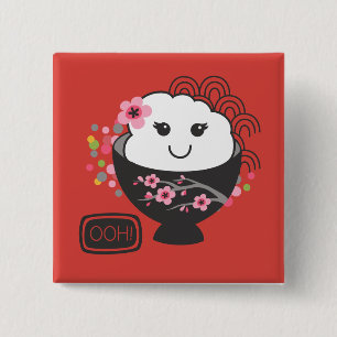 Schattige Japans eten Vierkante Button 5,1 Cm