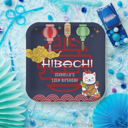 Schattige Japans Hibachi Dinner Verjaardagsfeest Papieren Bordje (Feest)