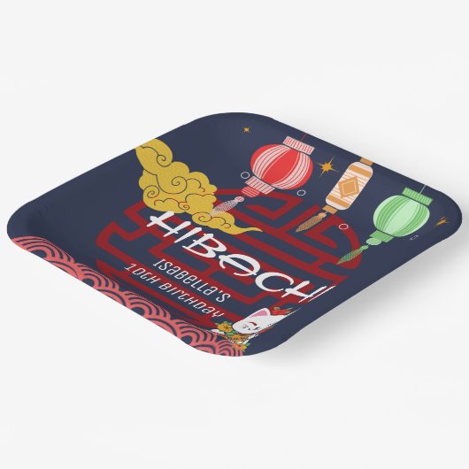 Schattige Japans Hibachi Dinner Verjaardagsfeest Papieren Bordje (Gebogen)