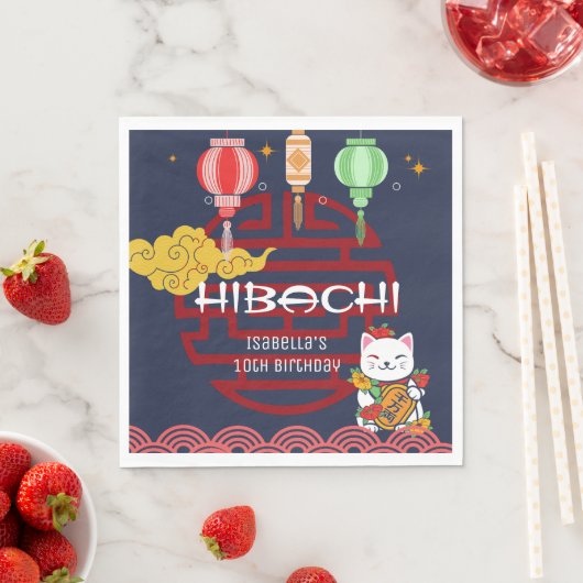Schattige Japans Hibachi Dinner Verjaardagsfeest Servet (Insitu)
