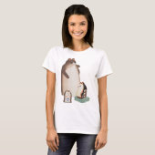 Schattige Japans Kat Familie kawaii Kokeshi T-shirt (Voorkant volledig)