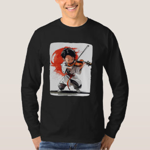 Schattige Japans kind met viool voor muziekliefheb T-shirt