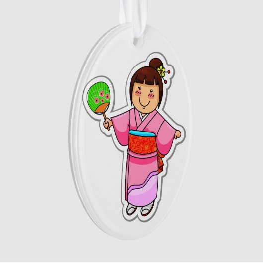 Schattige Japans Meisje Ornament (voorkant)