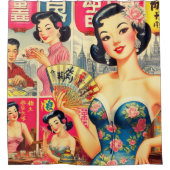 Schattige  Japans Meisjes Illustratie Douchegordijn (Voorkant)