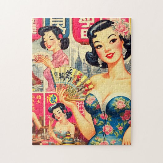 Schattige  Japans Meisjes Illustratie Legpuzzel (Verticaal)