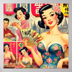 Schattige  Japans Meisjes Illustratie Poster