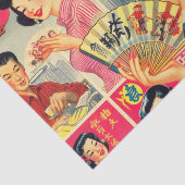 Schattige  Japans Meisjes Illustratie Tissuepapier (Detail)