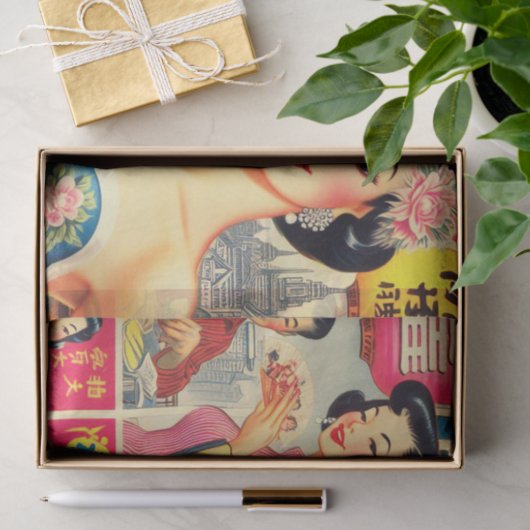 Schattige Japans Meisjes Illustratie Tissuepapier (Geschenk)