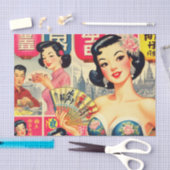 Schattige  Japans Meisjes Illustratie Tissuepapier (Craft)