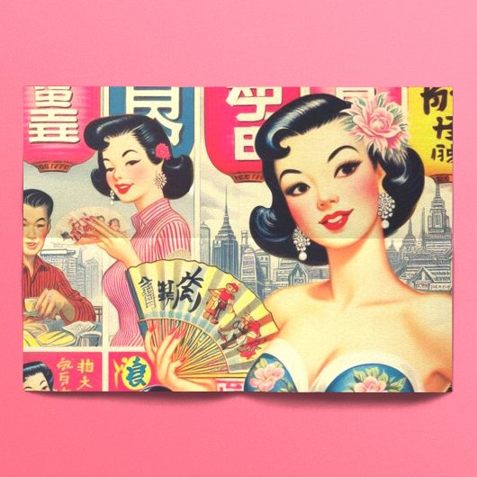 Schattige  Japans Meisjes Illustratie Tissuepapier