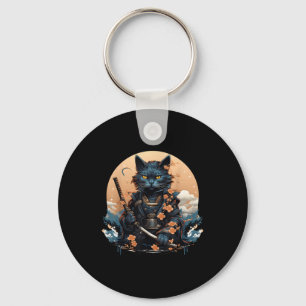 Schattige Japans Samurai Cat Shirt Tattoo 2023 Kaw Sleutelhanger