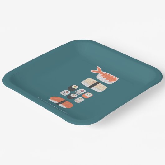 Schattige Japans Sushi gepersonaliseerd Papieren Bordje (Gebogen)