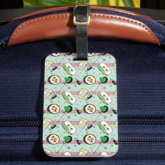 Schattige Japans Sushi Lover Golfpatroon Bagagelabel (Voorkant Insitu 2)