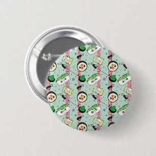 Schattige Japans Sushi Lover Golfpatroon Ronde Button 5,7 Cm