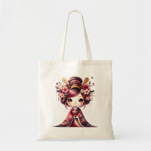 Schattige Japanse geisha Tote Bag