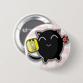 schattige Japanse gelukskat - zwart Ronde Button 5,7 Cm (Voorkant /achterkant)