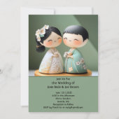 Schattige Japanse huwelijksuitnodiging Kaart (Voorkant)